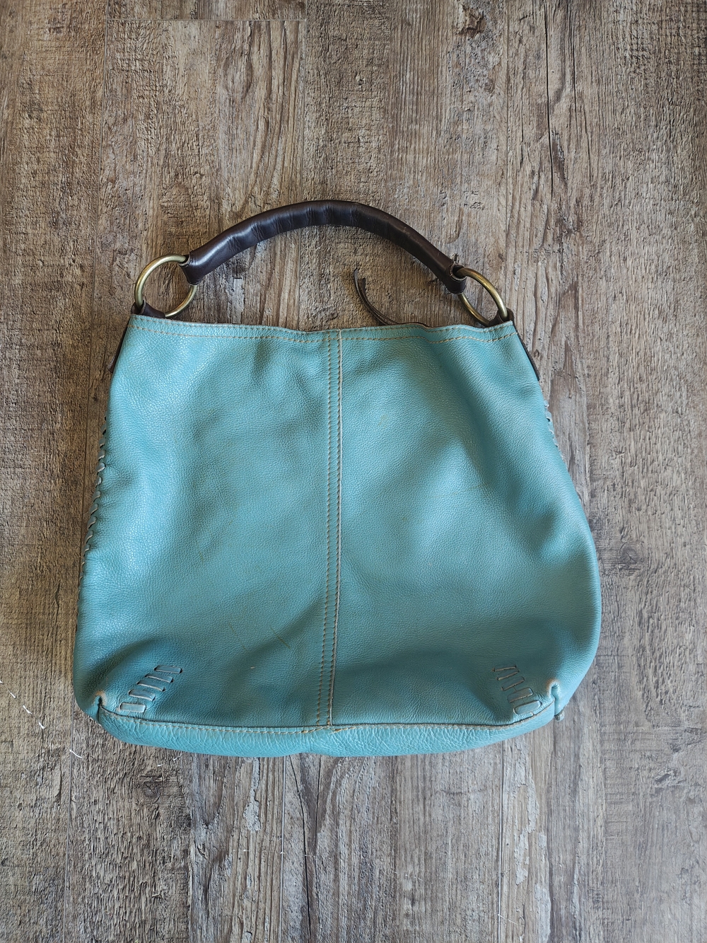 Lucky Brand Teal Leather Hobo with Black Handle - Picture 2 of 9